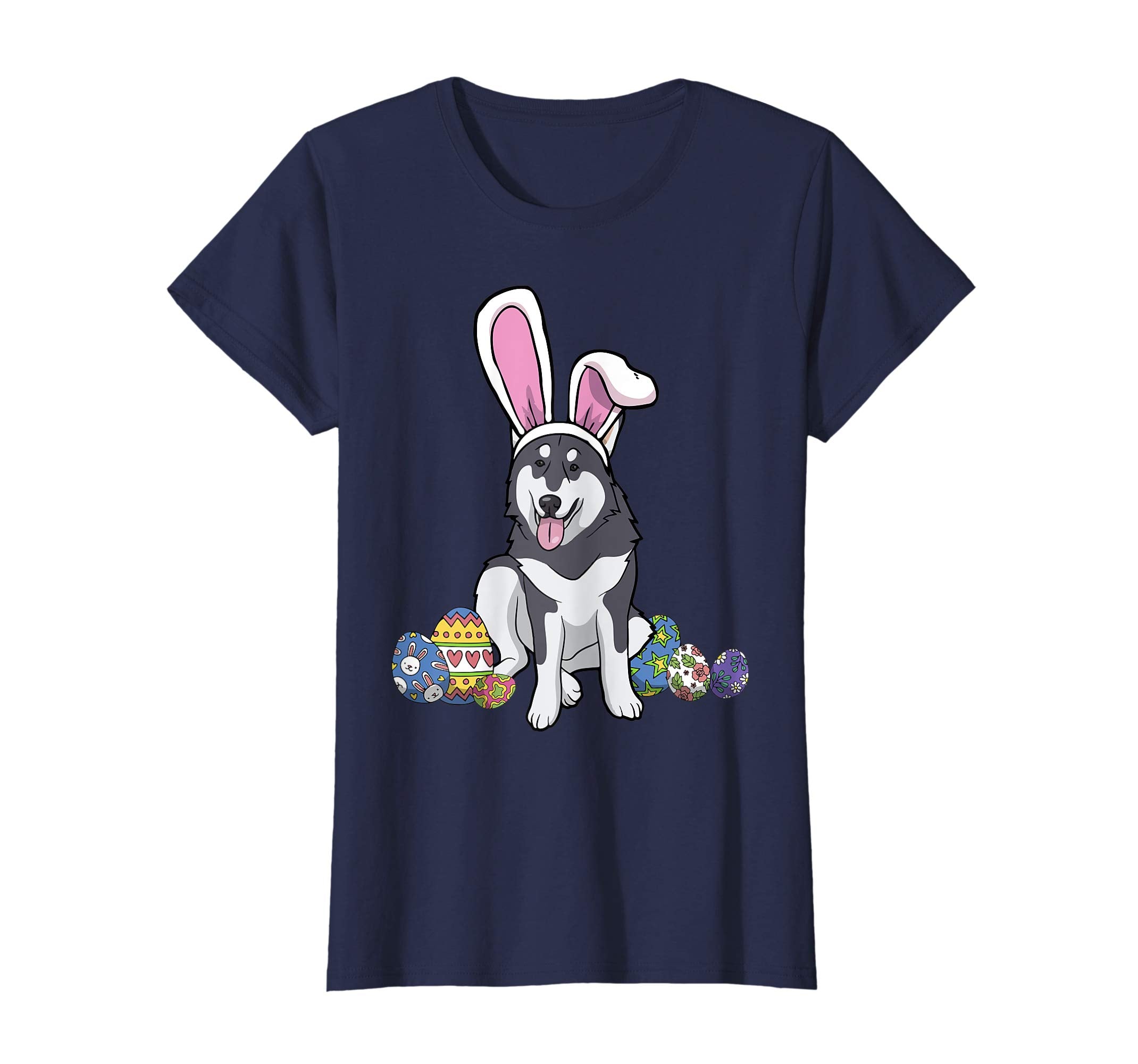 Alaskan Malamute Dressed As Easter Bunny Rabbit Ears T-Shirt