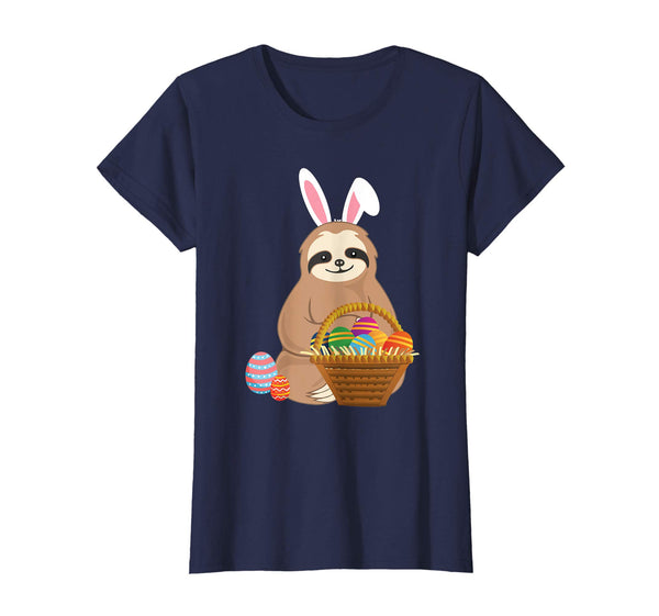 Easter Sloth T-Shirt Funny Sloth With Bunny Ears and Eggs