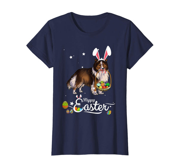 Shetland Sheepdog Dog With Bunny Hat Easter Costume T Shirt