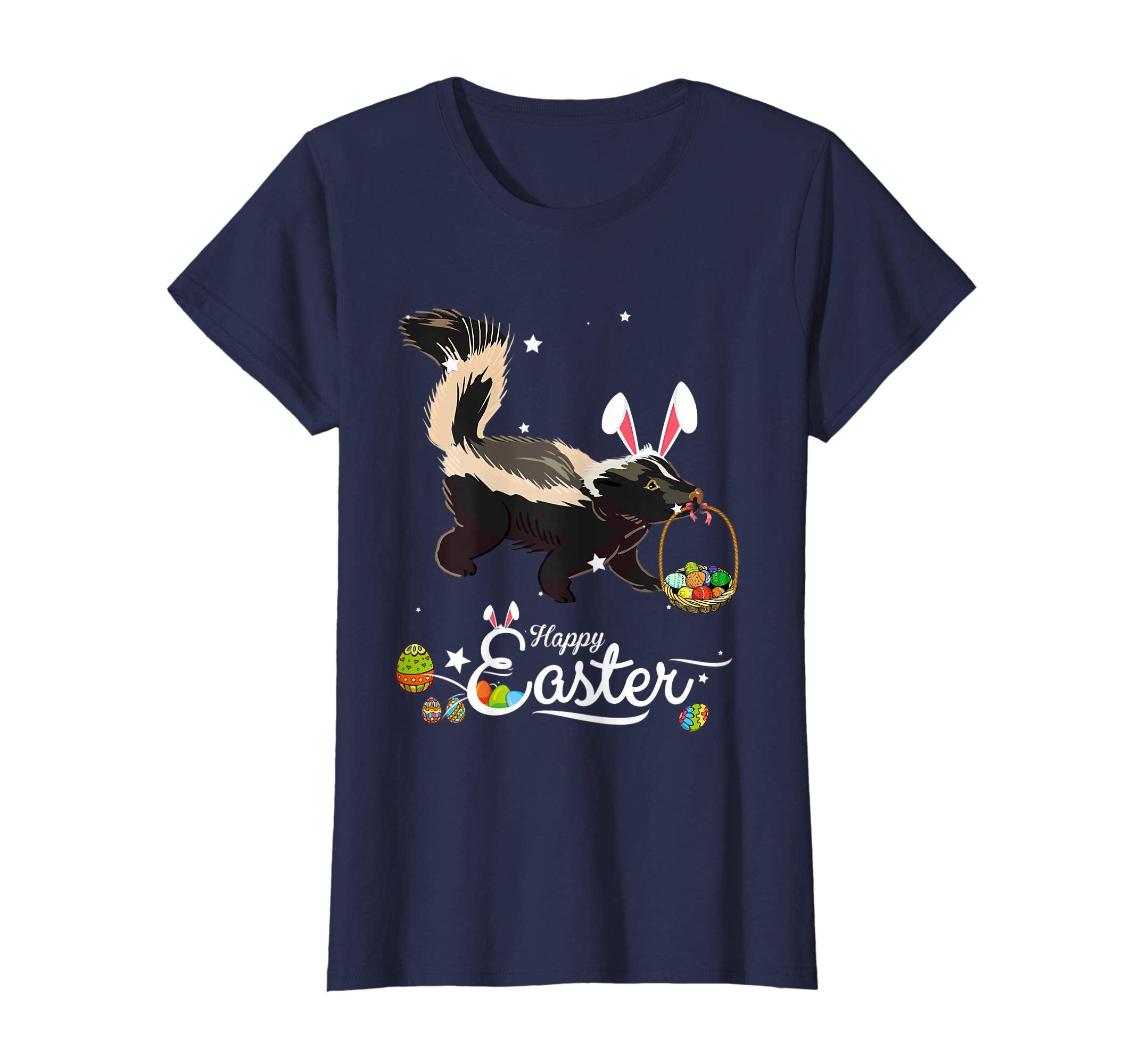 Cute Easter Skunk with Bunny Ears and Eggs T Shirt