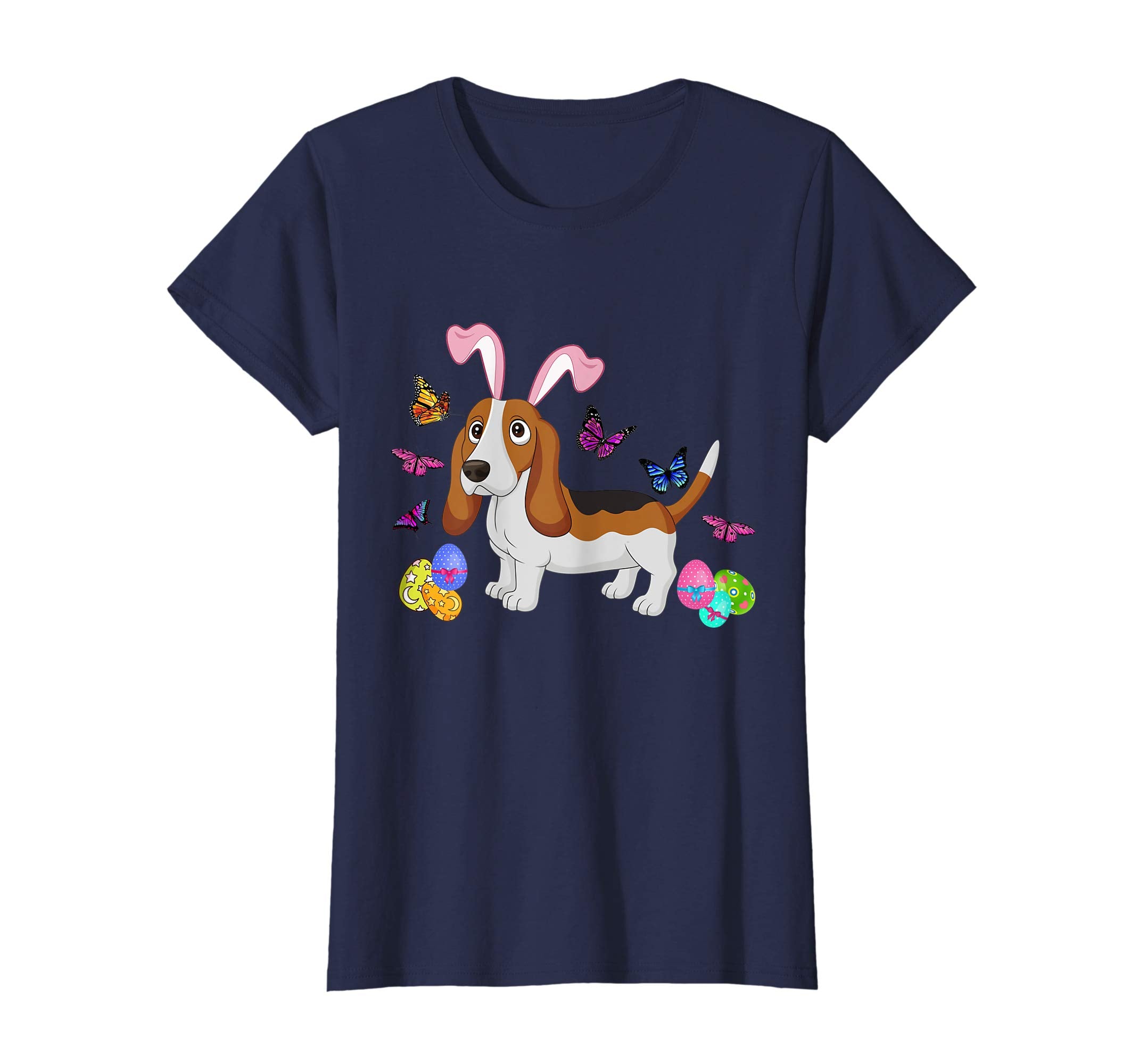 Basset Hound Bunny Rabbit Happy Easter Day T-Shirt