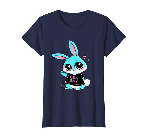 Blue Cute Bunny Rabbit Lover Happy Easter Day Heart Shirt