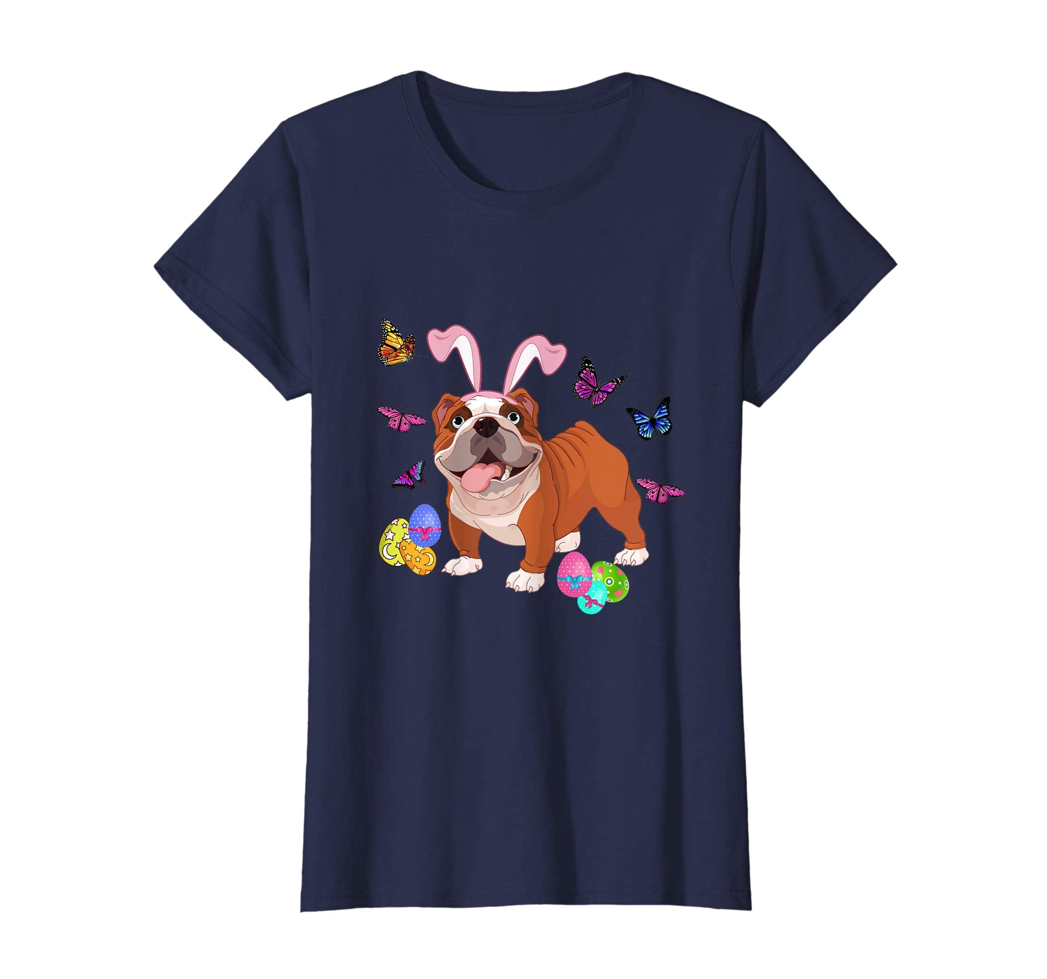 Bulldog Bunny Rabbit Happy Easter Day T-Shirt