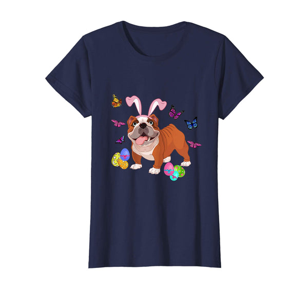 Bulldog Bunny Rabbit Happy Easter Day T-Shirt