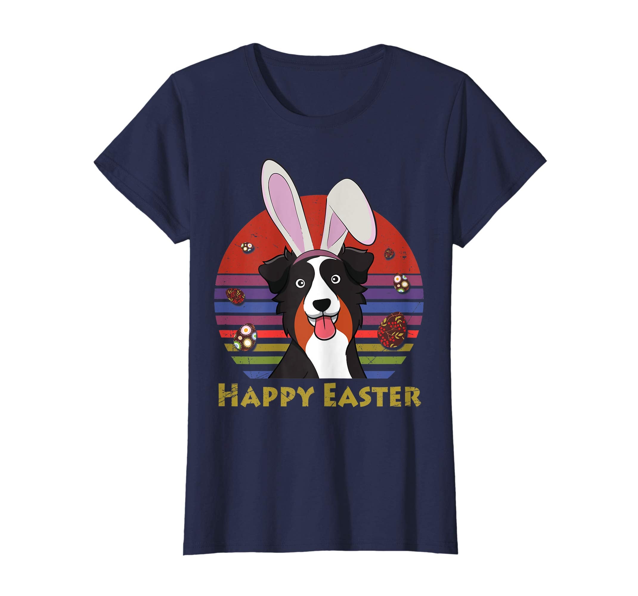 Australian Shepherd With Bunny Headband Happy Easter Tshirt