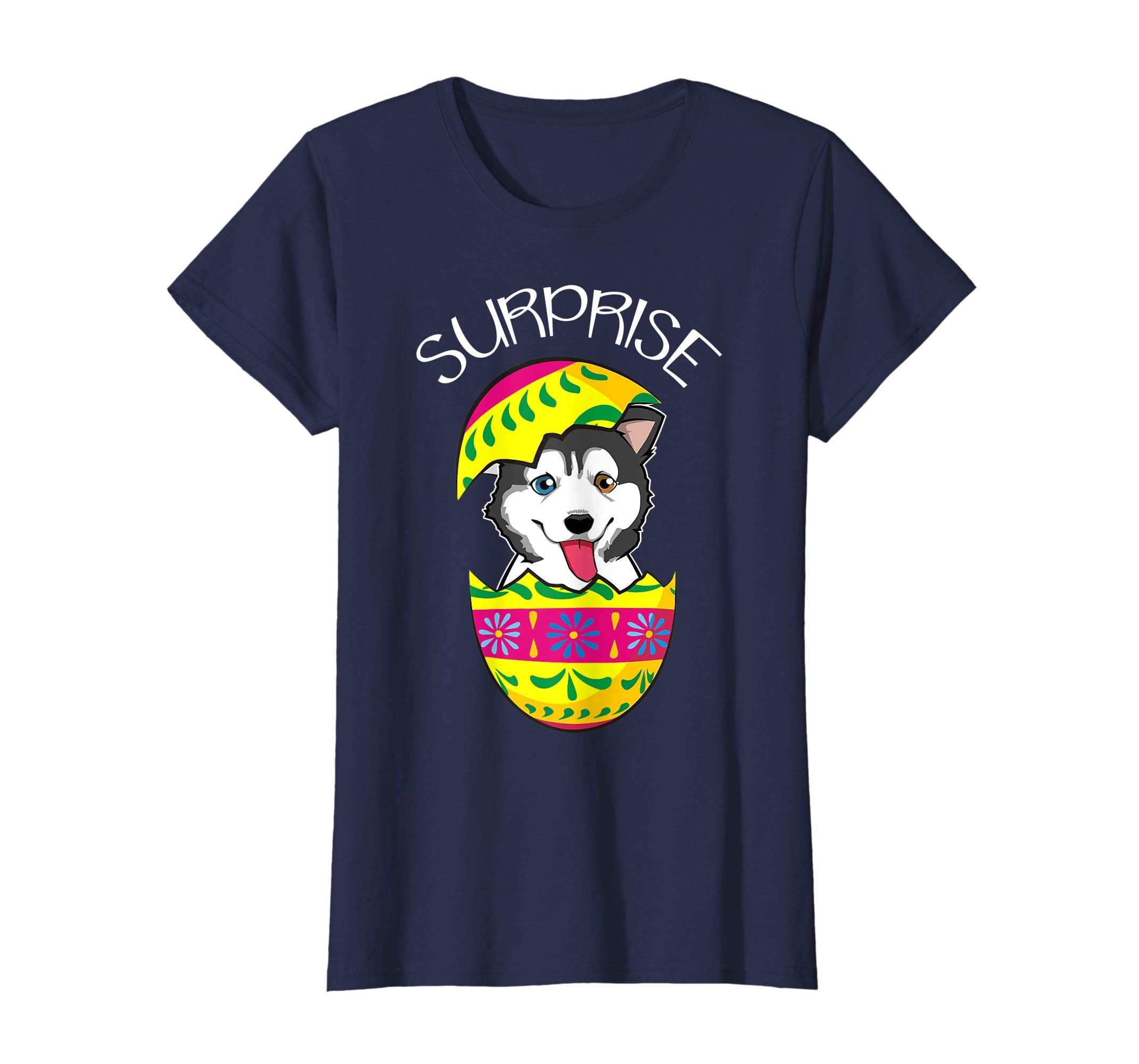 Cute Puppy Siberian Husky Hatches Easter Egg Easter T-Shirt