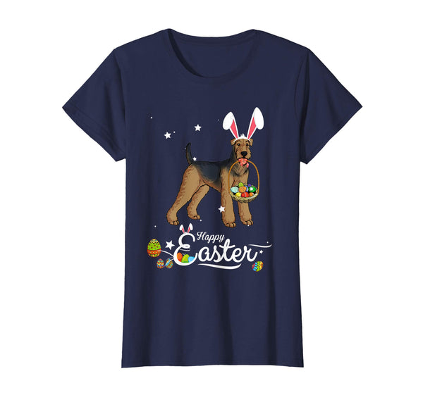 Airedale Terrier Dog With Bunny Hat Easter Costume T Shirt