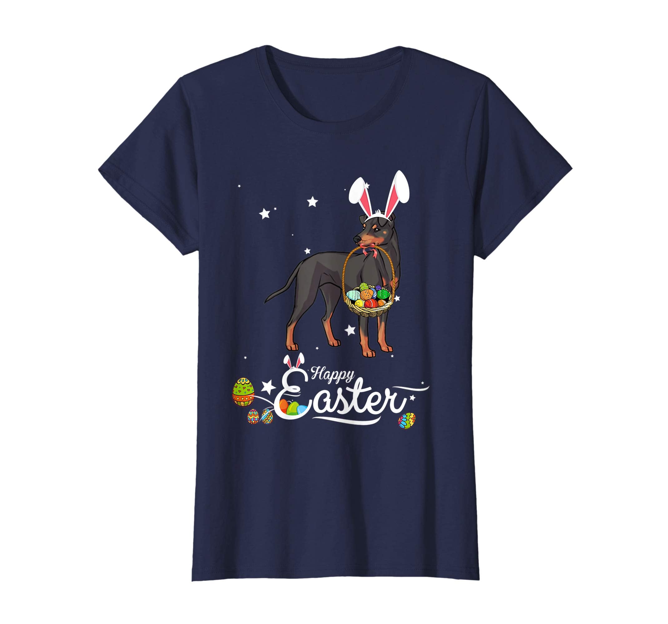 Manchester Terrier Dog With Bunny Hat Easter Costume T Shirt