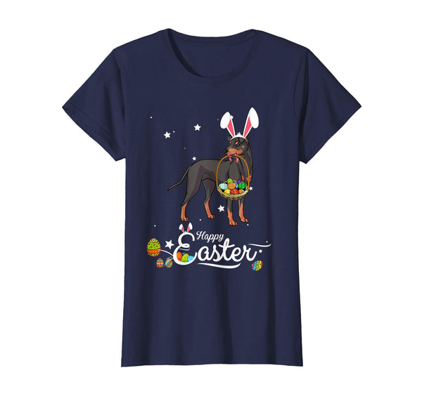 Manchester Terrier Dog With Bunny Hat Easter Costume T Shirt