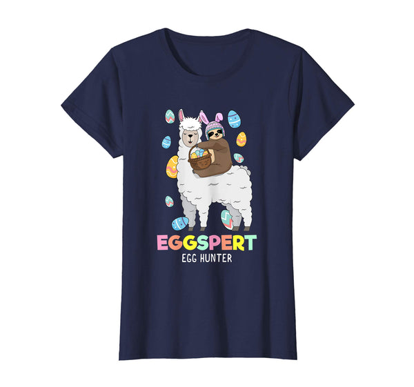 Sloth Riding Llama Eggspert Easter Egg Hunt T-Shirt Gift