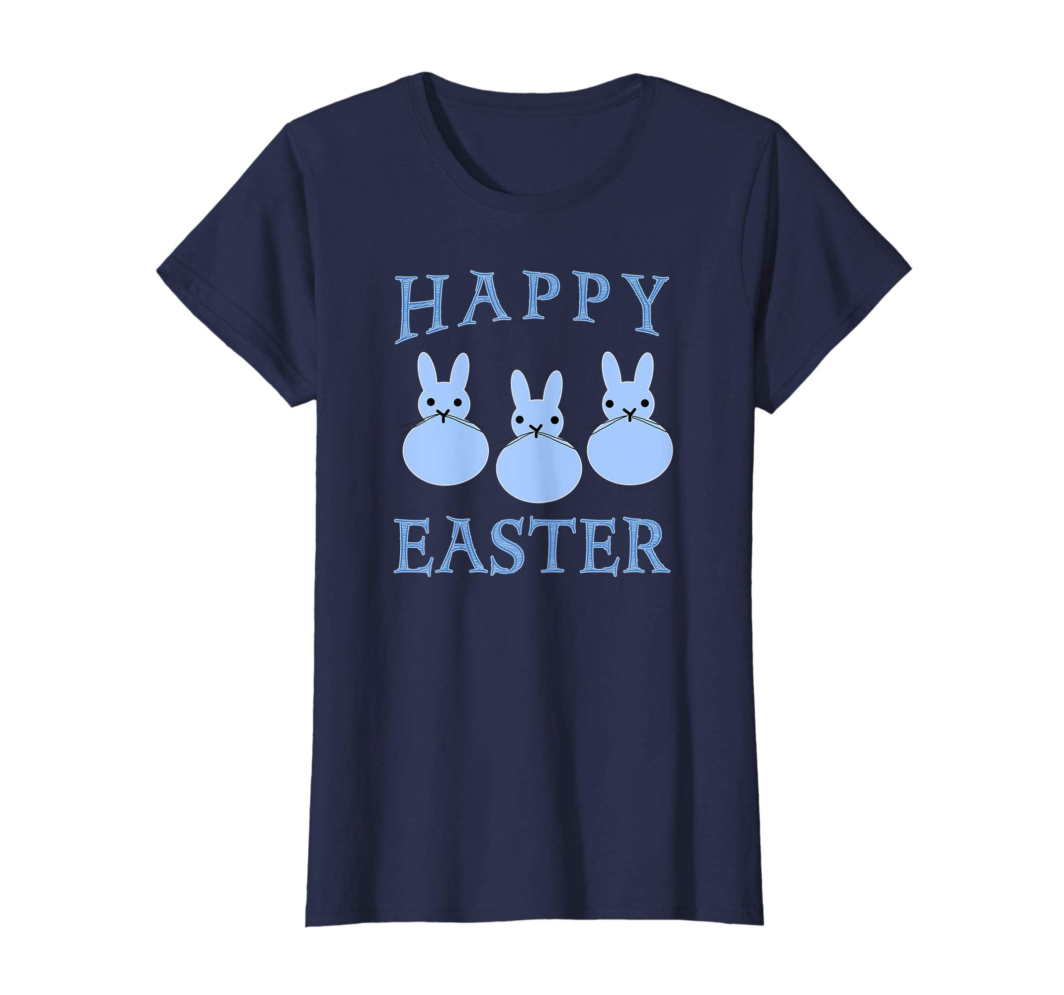 HAPPY EASTER T-shirt THREE BUNNIES BLUE