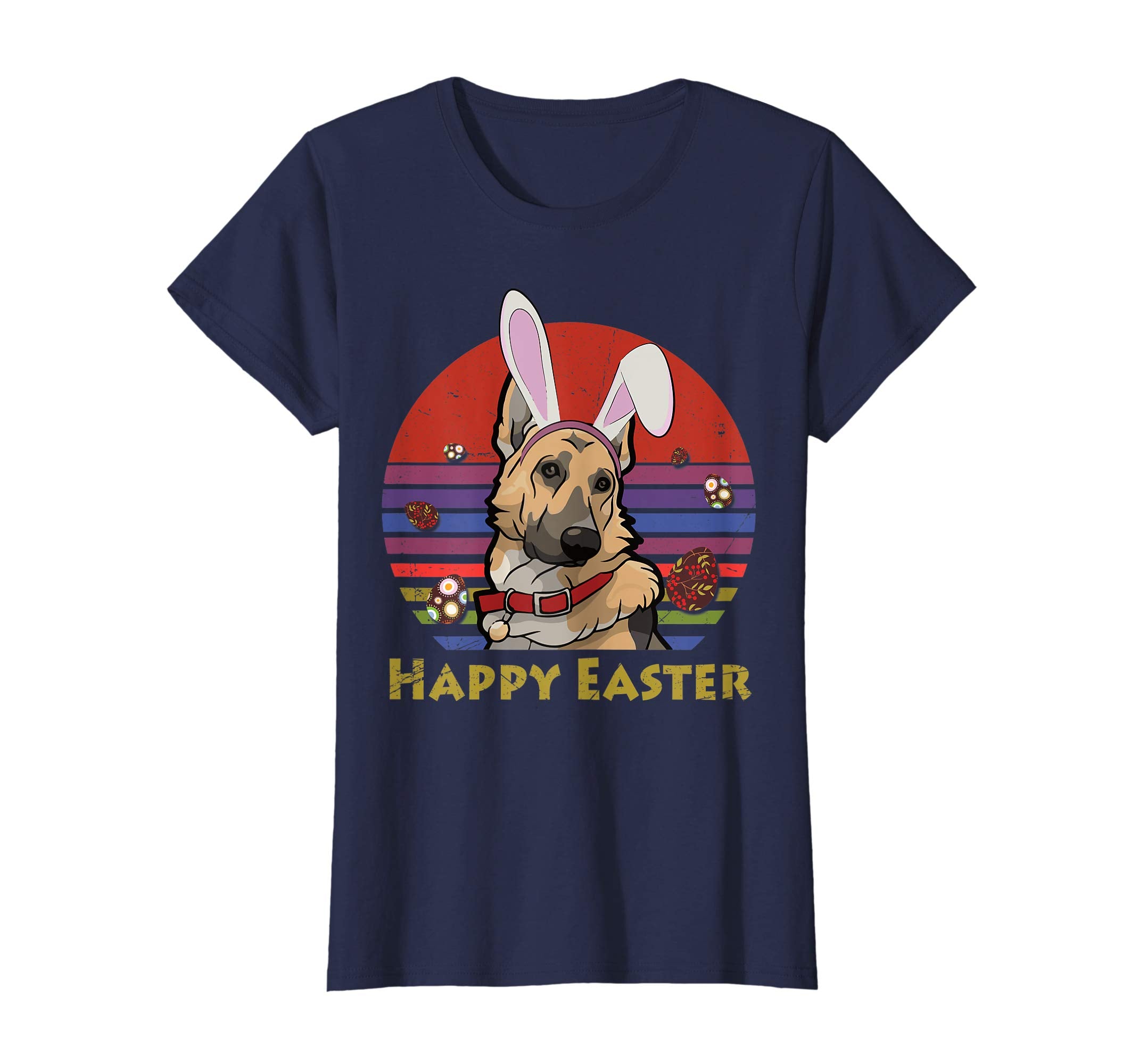 German Shepherd With Bunny Headband Happy Easter Tshirt Gift