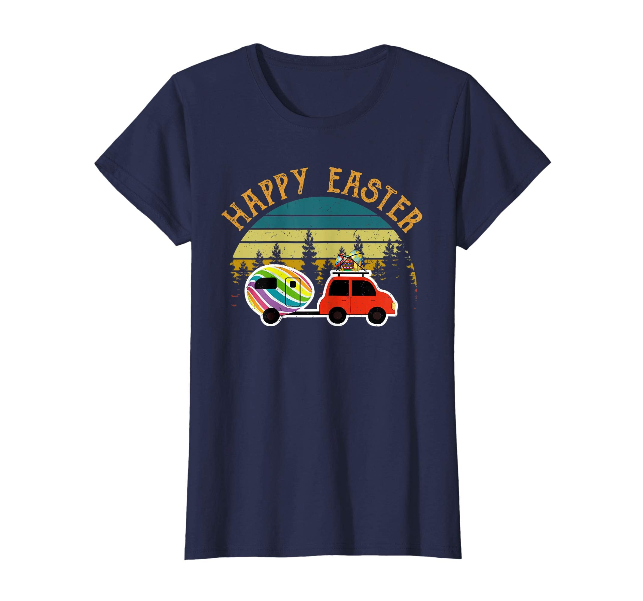 Camping T Shirt Happy Easter Day Bunny Eggs Vintage Gift