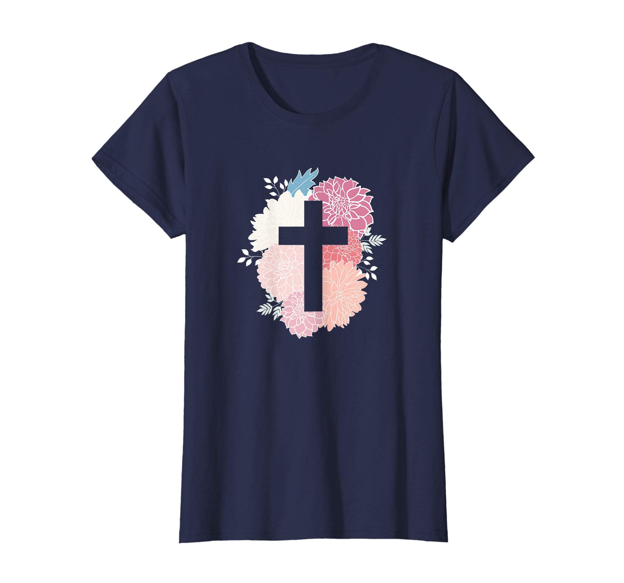 Floral Flower Cross Easter Faith T-Shirt Christian
