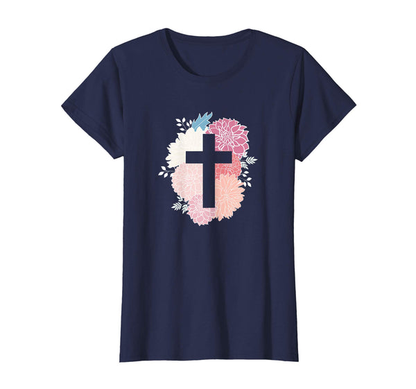 Floral Flower Cross Easter Faith T-Shirt Christian