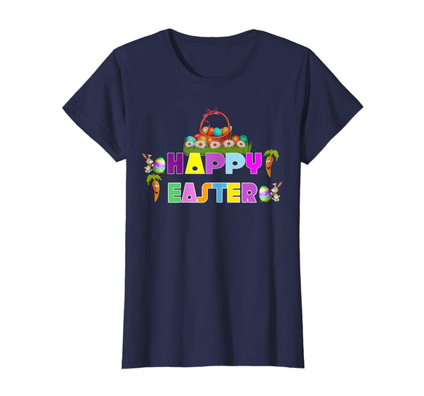 Happy Easter Shirt Eggs Basket Kids Girls Boy T-Shirts Gift