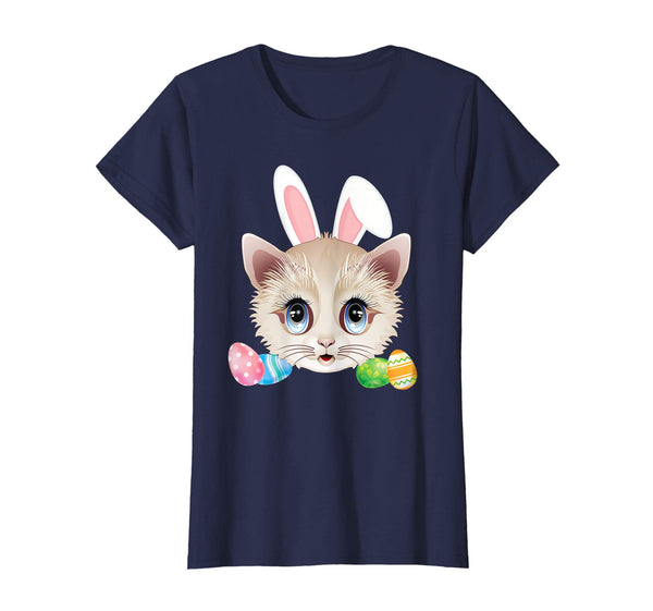 Cute Bunny Cat Face Easter Day Kitten Lovers T-Shirt Egg