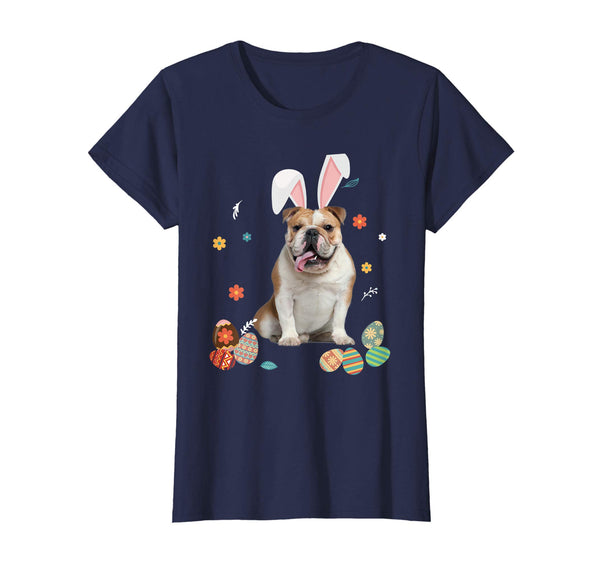 Bulldog Bunny Rabbit Happy Easter Day T-Shirt