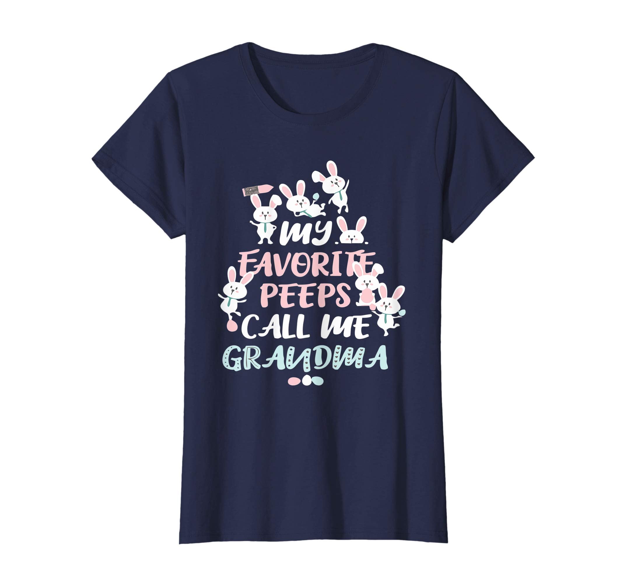 Womens My Favorite Peeps Call Me Grandma Easter Bunny T Shirt