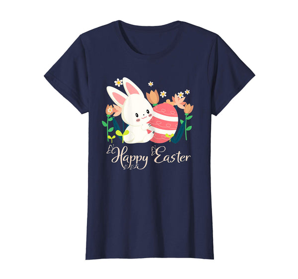 Happy Easter Bunny Flowers Funny Cute Bunny Easter Day Shirt