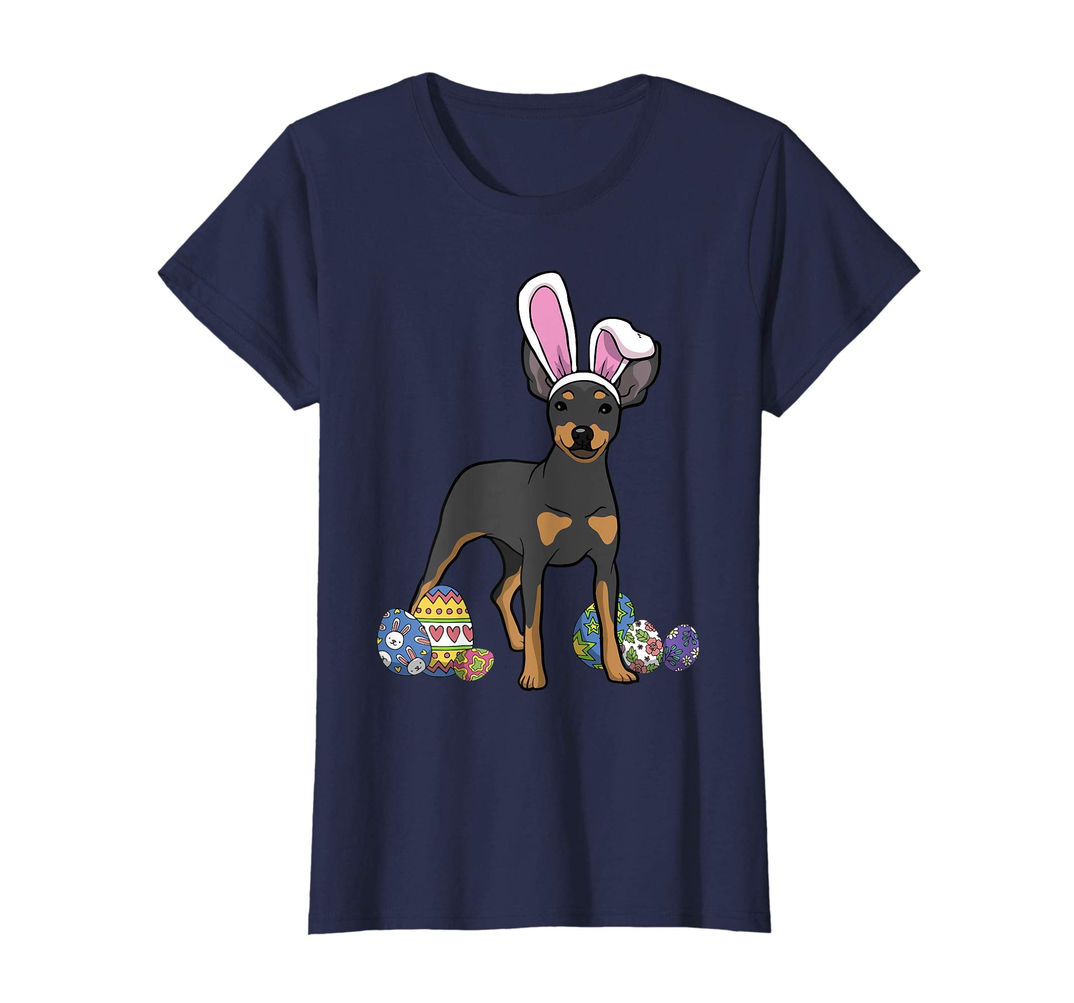 Miniature Pinscher Dressed As Easter Bunny Rabbit Ears Shirt