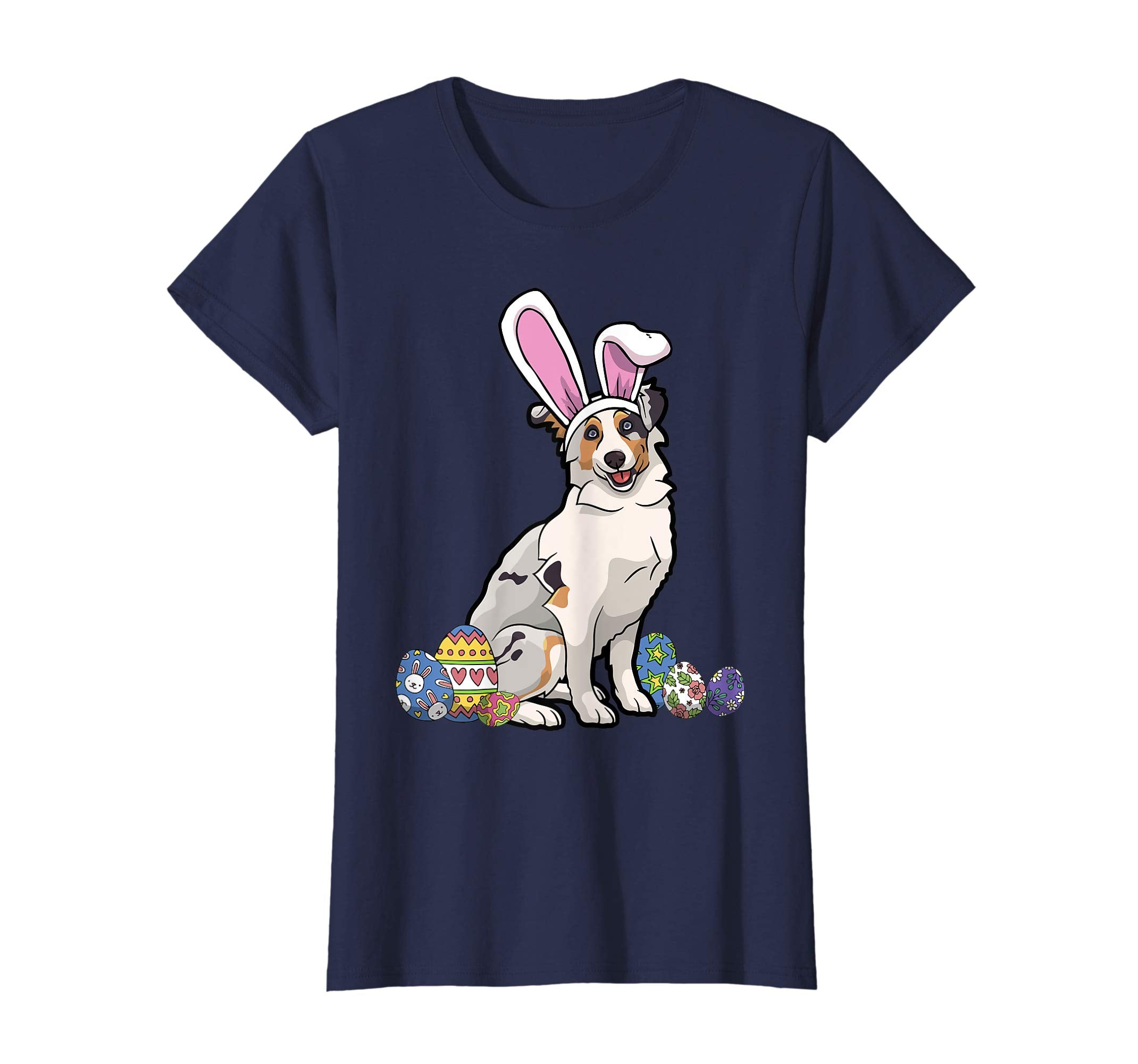 Australian Shepherd Dressed Easter Bunny Rabbit Ears T-Shirt