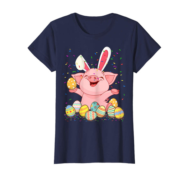 Pig &amp; Bunny Rabbit Ear Easter Eggs Shirt Happy Easter Day