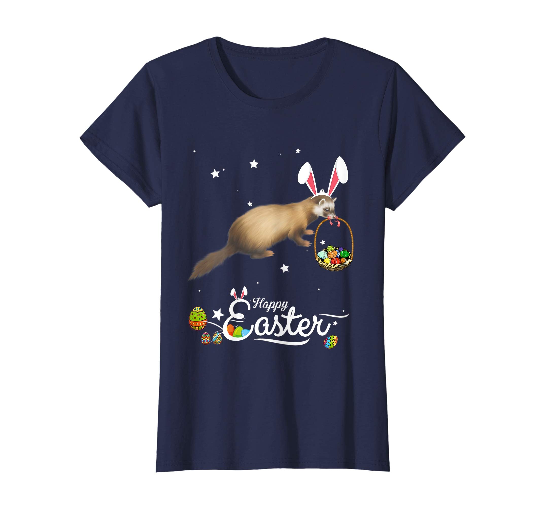 Cute Easter Ferret with Bunny Ears and Eggs T Shirt