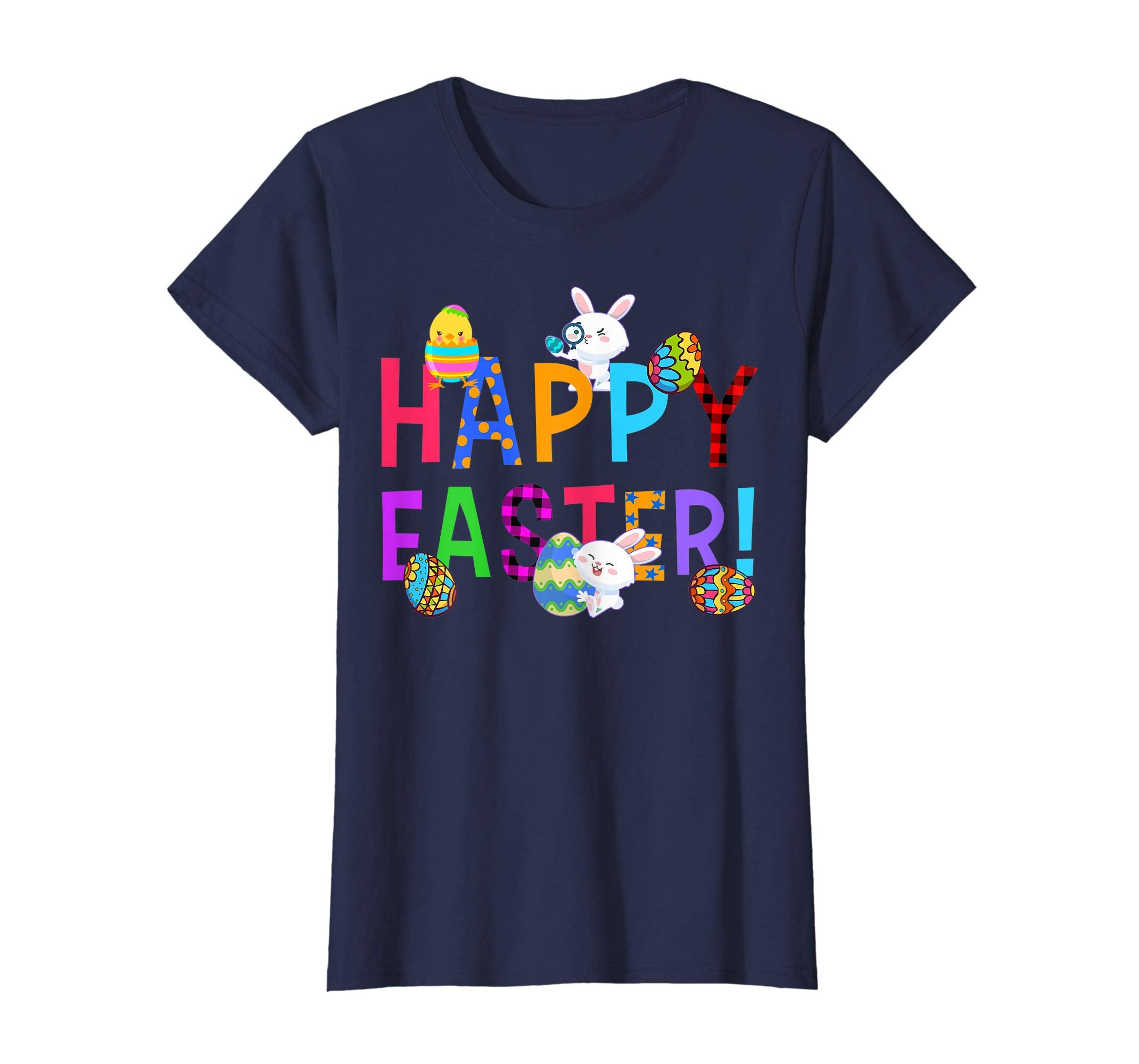 Cute Bunny with Eggs Happy Easter T shirt for Men Women Kids