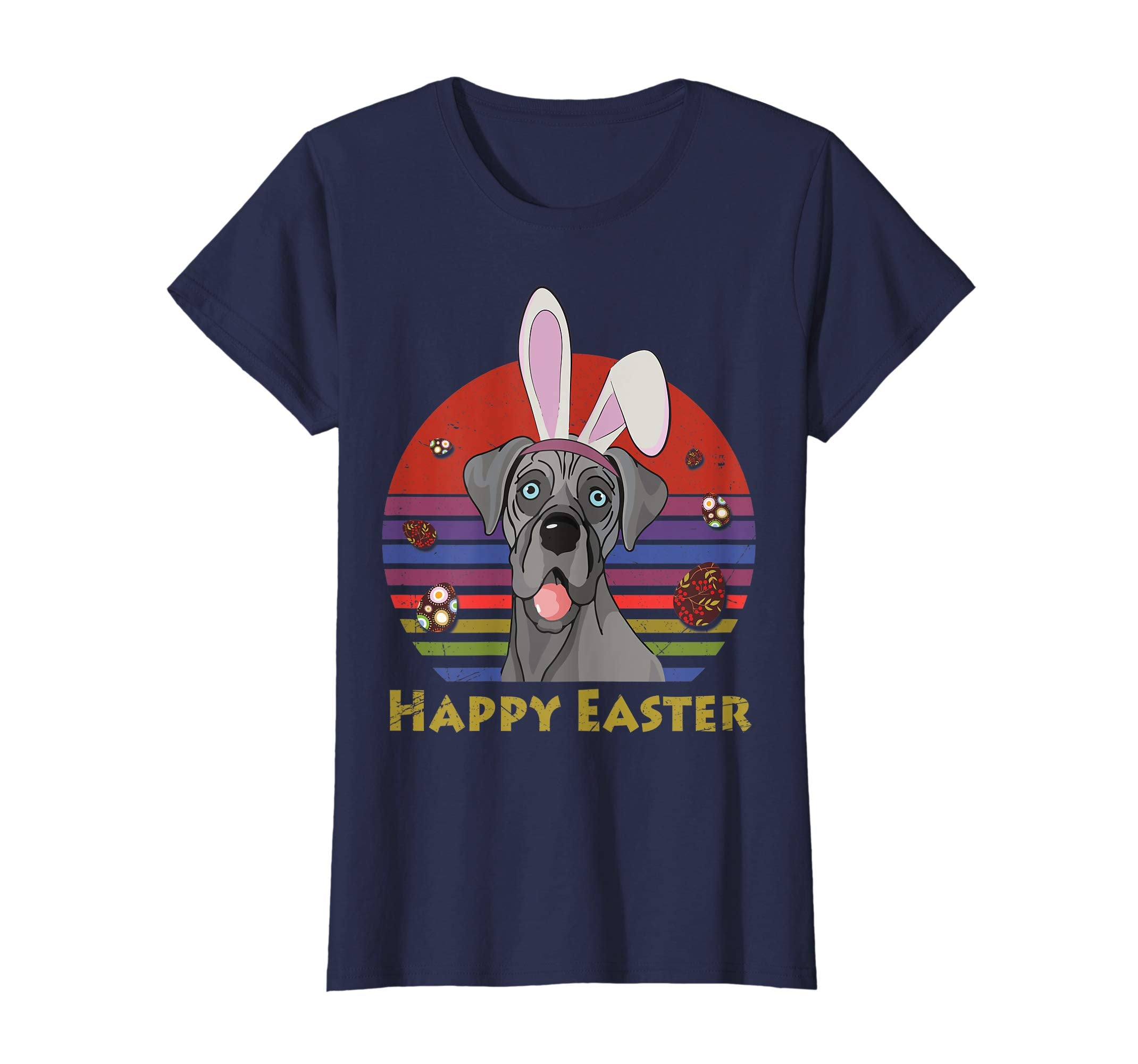 Great Dane With Bunny Headband Happy Easter Tshirt Gifts