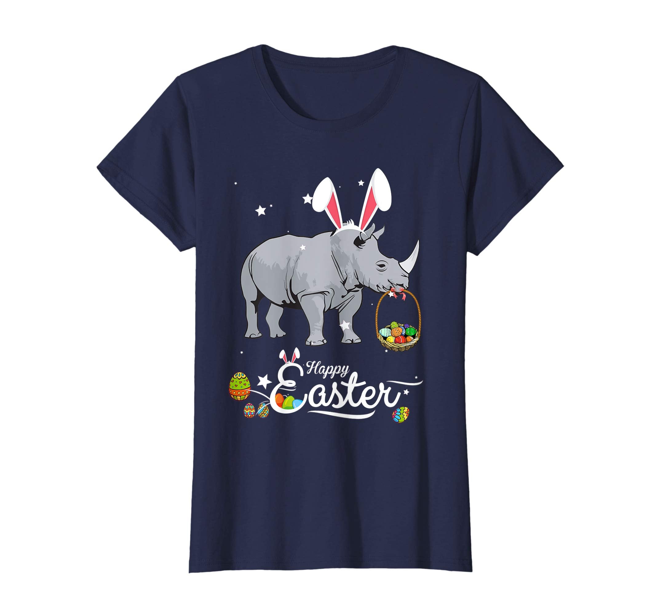 Cute Easter Rhino with Bunny Ears and Eggs T Shirt