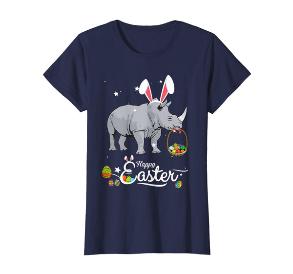 Cute Easter Rhino with Bunny Ears and Eggs T Shirt