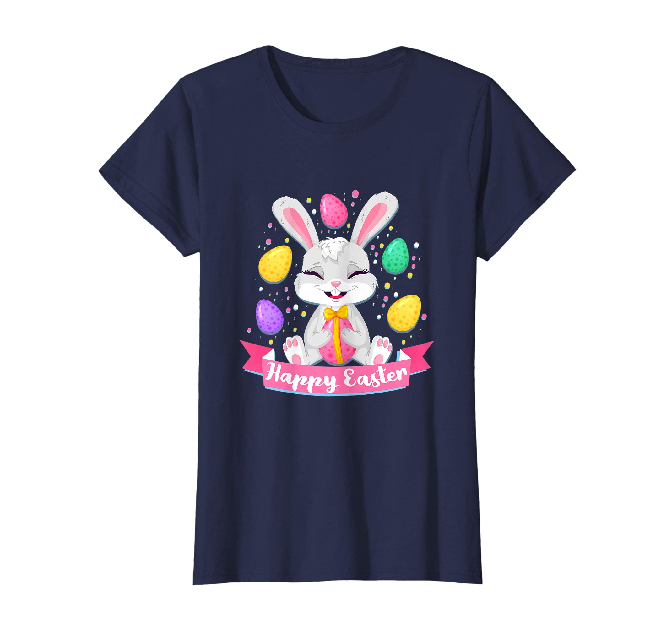 Happy Easter Bunny Tee Shirt With Easter Eggs Tee