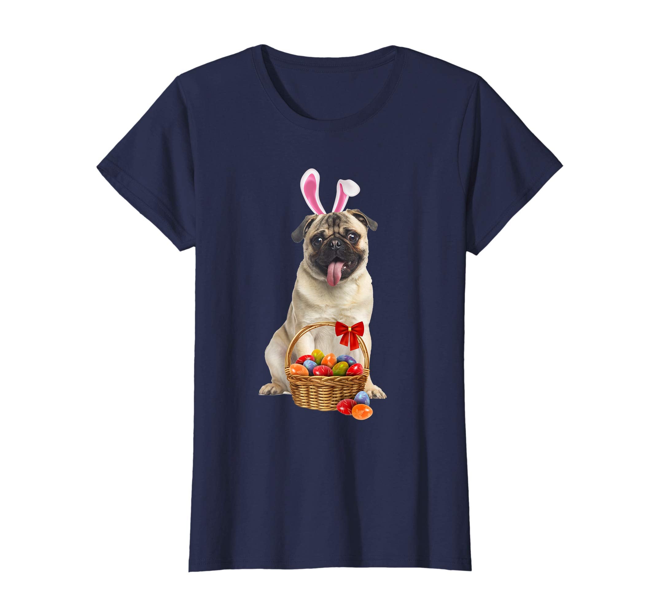 Easter Pug Shirt Funny Pug With Bunny Ears and Eggs