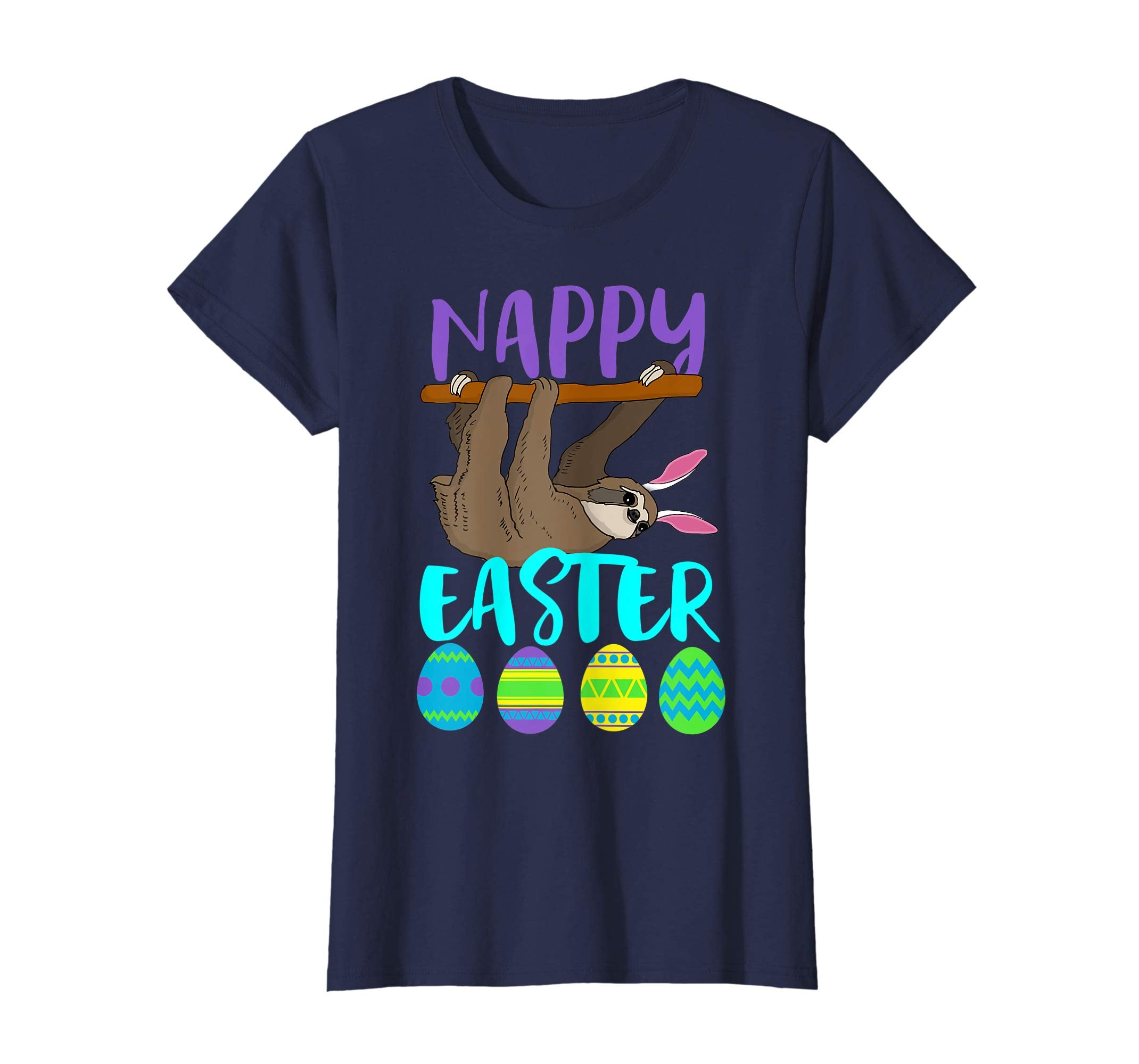 Cute Nappy Easter Sloth Bunny Pun Shirt Lazy And Slow