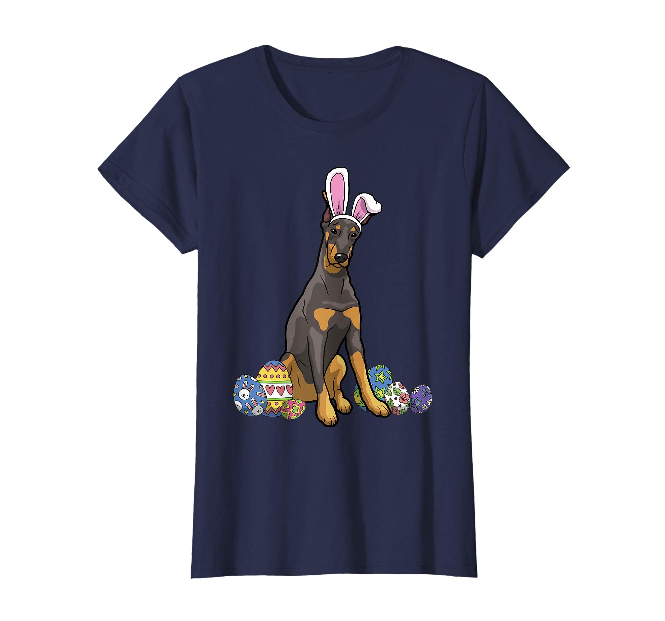 Dobermann Dressed As Easter Bunny With Rabbit Ears T-Shirt