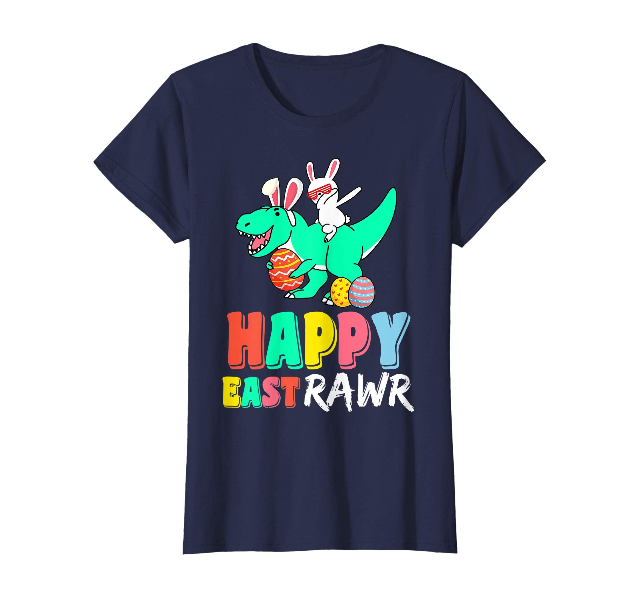 Happy Eastrawr T Rex Dinosaur Bunny Dabbing Easter Egg Shirt
