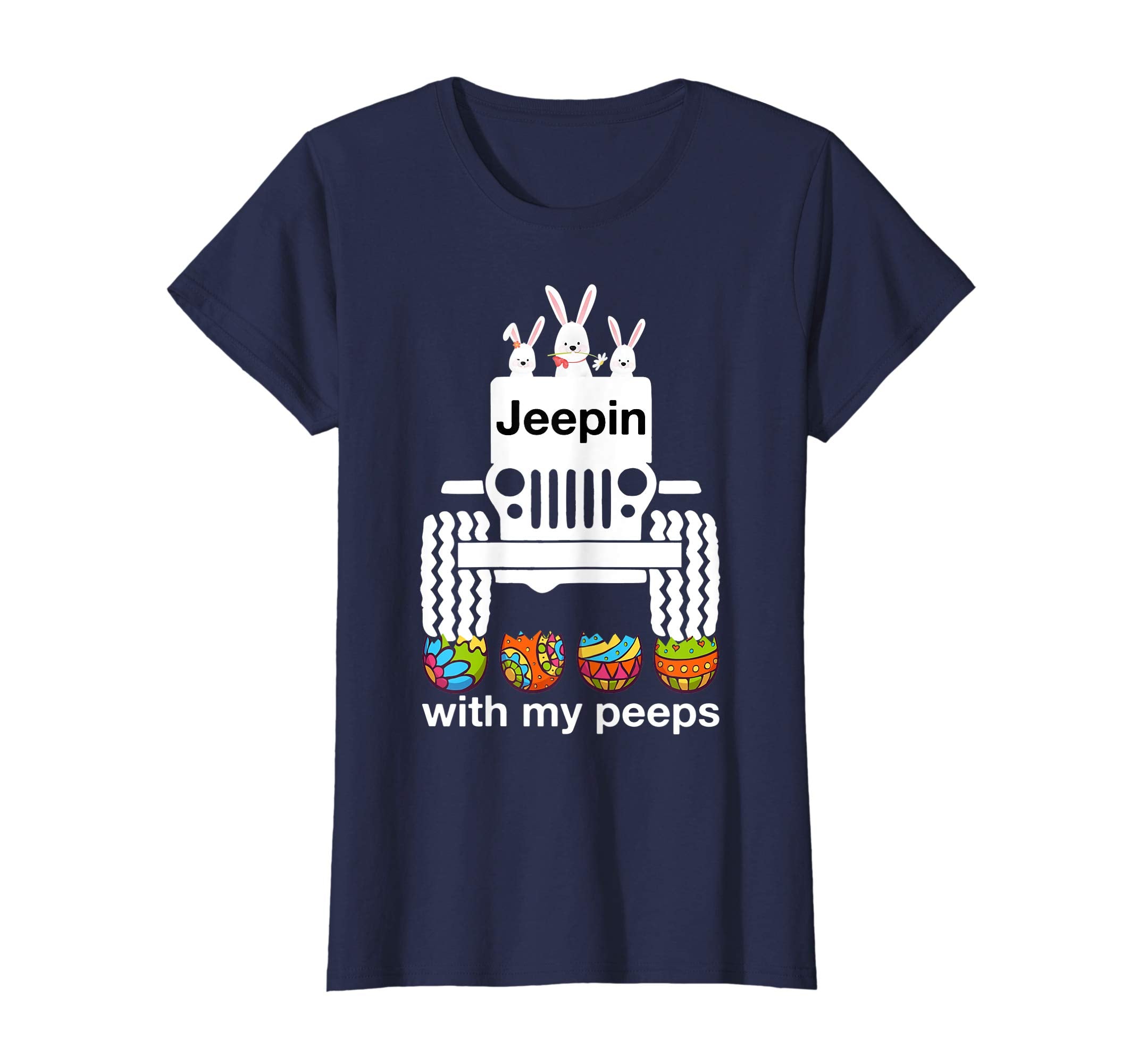 Jeepin with my peeps Rabbit Riding Jeep Eggs Easter Tshirt