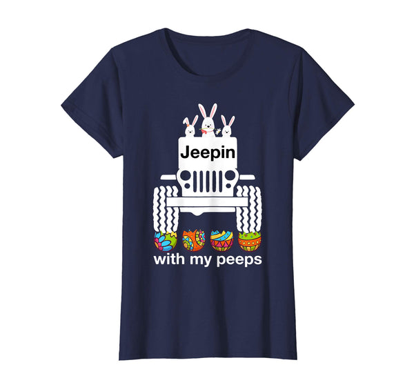 Jeepin with my peeps Rabbit Riding Jeep Eggs Easter Tshirt