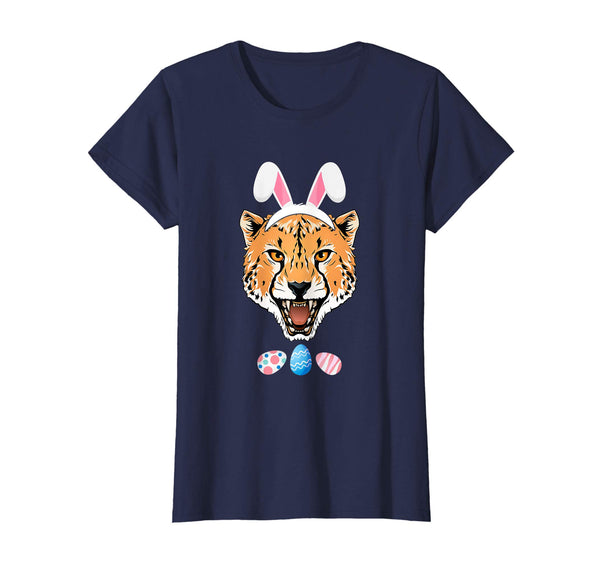 Funny Easter Cheetah With Bunny Ears And Eggs T Shirt