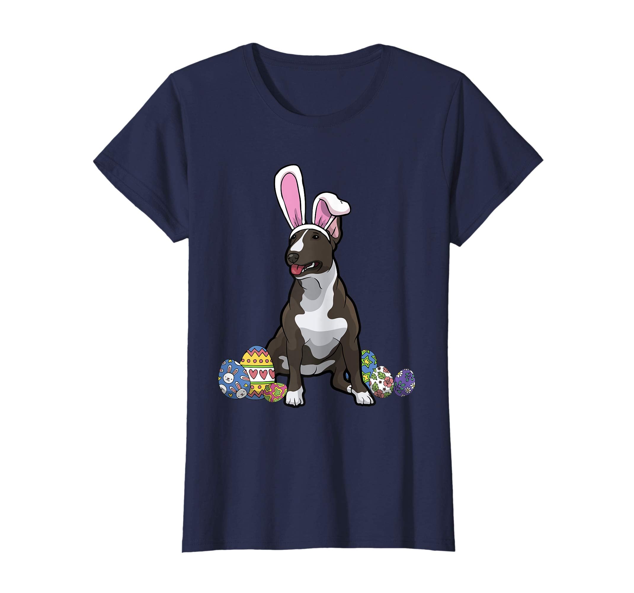 Bull Terrier Dressed As Easter Bunny With Rabbit Ears Shirt