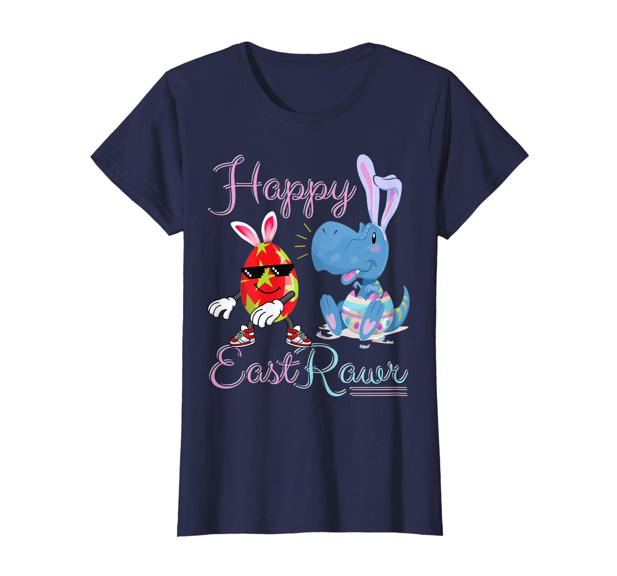 Dabbing Emoji Egg With Dinosaur Bunny Happy Easter T Shirt