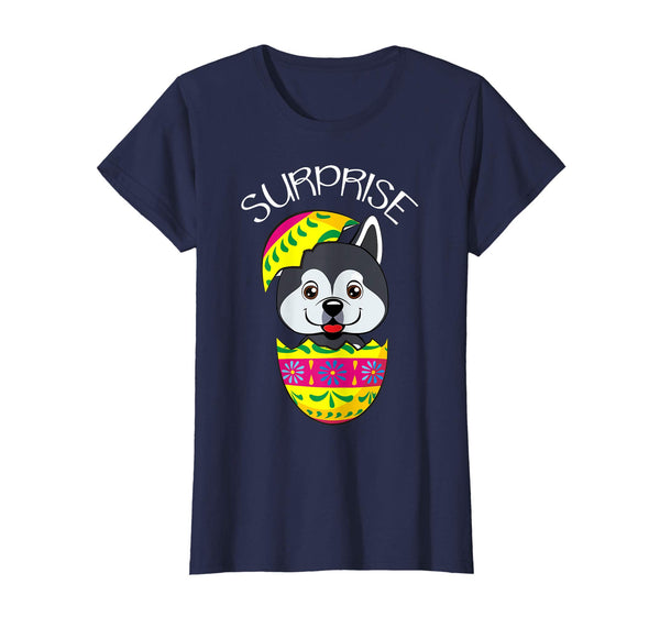 Funny Cute Puppy Alaskan Malamute Hatches Easter Egg T-Shirt