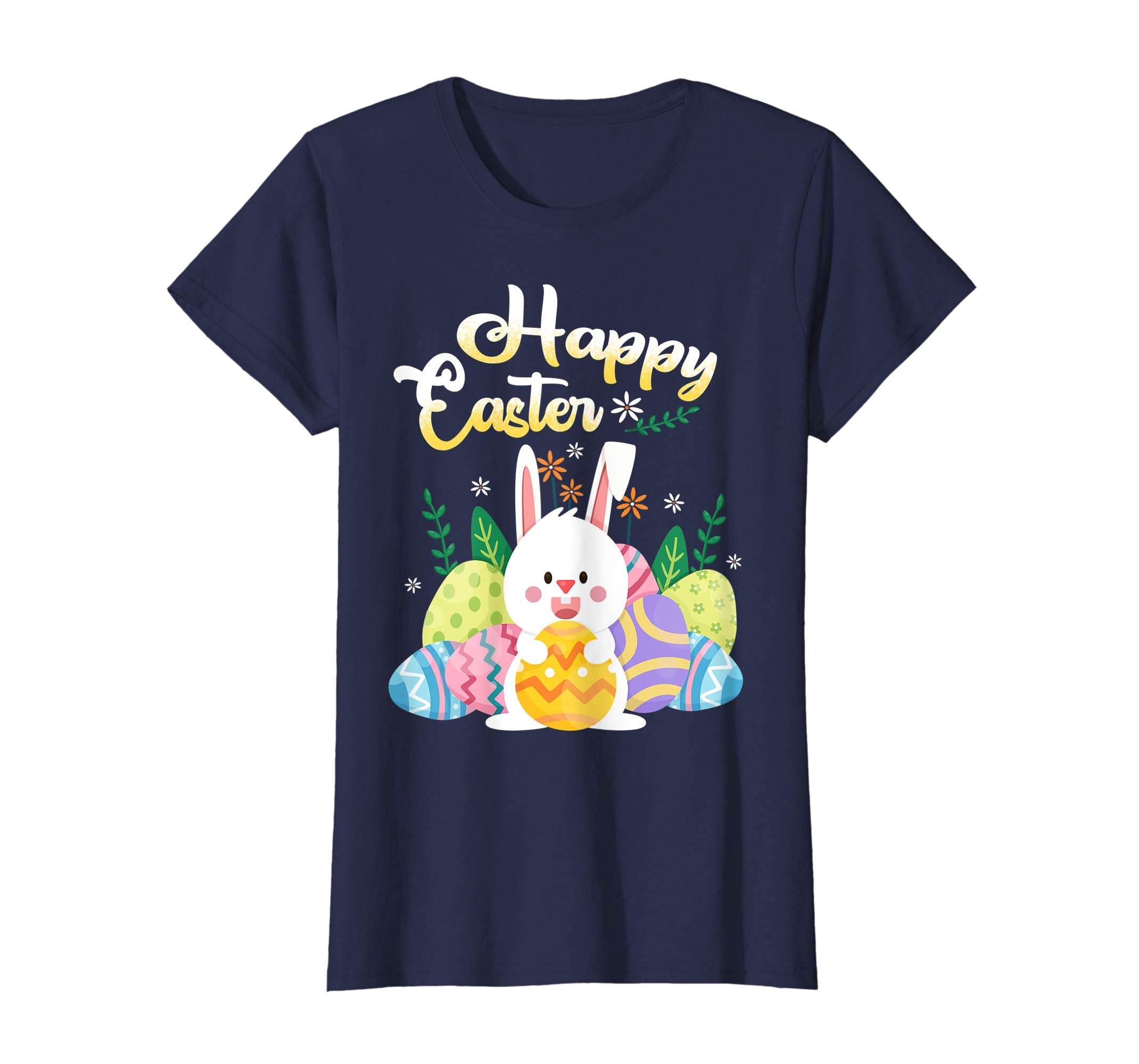 Happy Easter With Bunny Face And Eggs T-Shirt