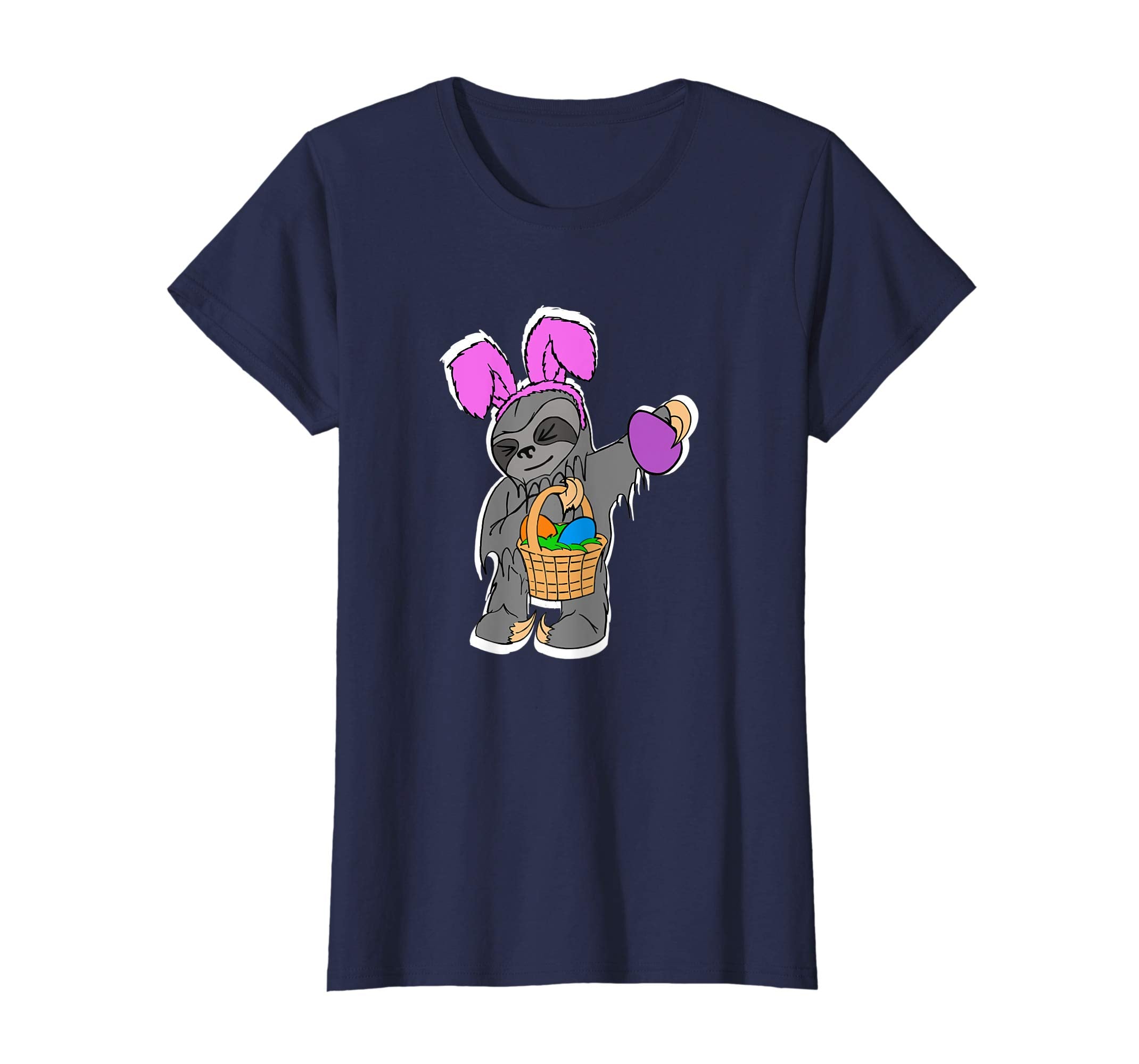 Womens Funny Sloth Bunny Shirt Cute Easter Basket Gift Idea