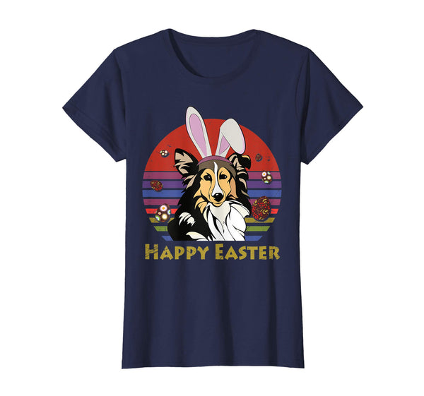 Shetland Sheepdog With Bunny Headband Happy Easter Tshirt