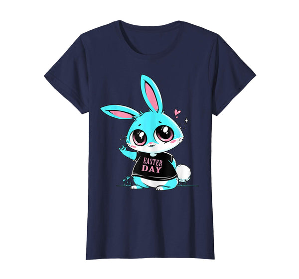 Blue Cute Bunny Rabbit Lover Happy Easter Day Heart Shirt