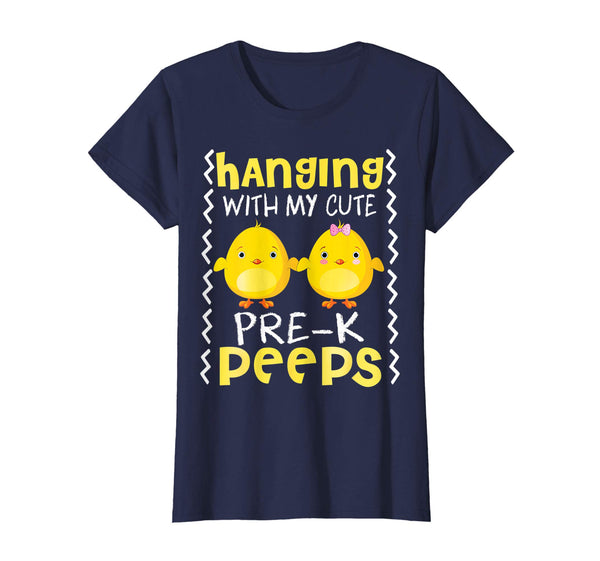 Hanging With My Cute Prek Peeps Teacher Easter Day Shirt