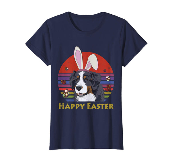 Bernese Mountain Dog With Bunny Headband Happy Easter Tshirt