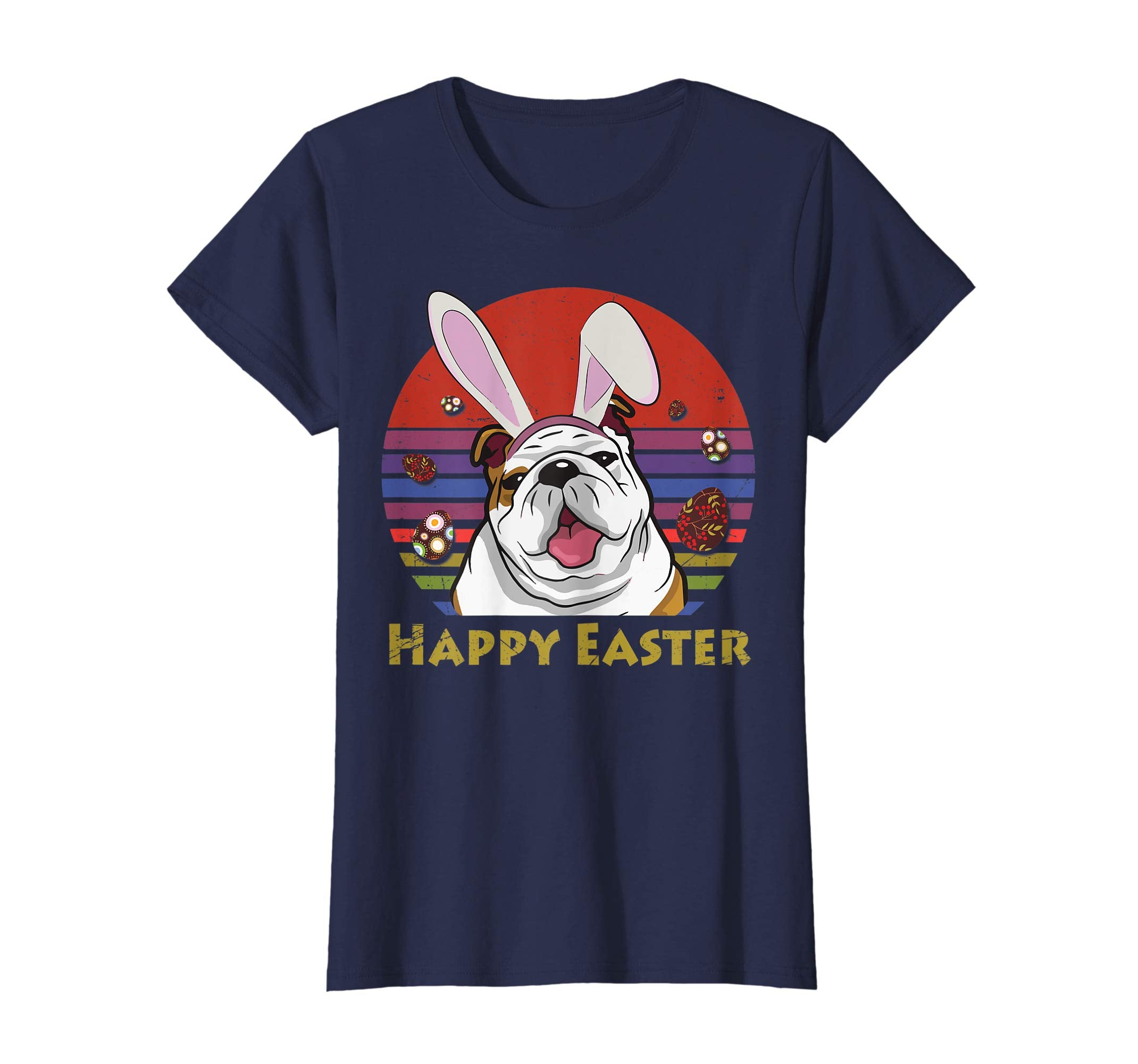 Bulldog With Bunny Headband Happy Easter Tshirt Easter Gifts